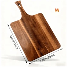 Heavy Duty Thick Handle Wooden Cutting Board | Wooden Tray | Long Handle Acacia Wood Cutting Board | Kitchen Cutting Board | Cutting Board | Afternoon Tea Pastry Dessert Tray | Vegetable Chopping Board, Household Long Rectangular Wooden Cutting Board | Kitchen Supplies - Brown - View 14