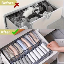1pc 7/11 Drawer Style Underwear Storage Box, Foldable Sock Organizer Box With 7/11 Drawer Dividers, Suitable For Home, Dorm And Bedroom Storage, Bedroom Decor - Multicolor - View 8