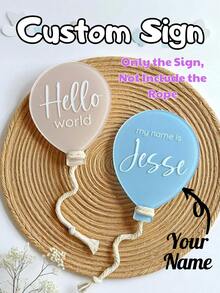 1件装个性化亚克力宝宝名字公布牌 - 定制“Hello World”气球设计，新生儿出生公告道具，婴儿派对和母亲节礼物，可爱多彩的卡哇伊风格，可重复使用的家居装饰，独特的个性化新生儿礼物 - 彩色 - 查看 1