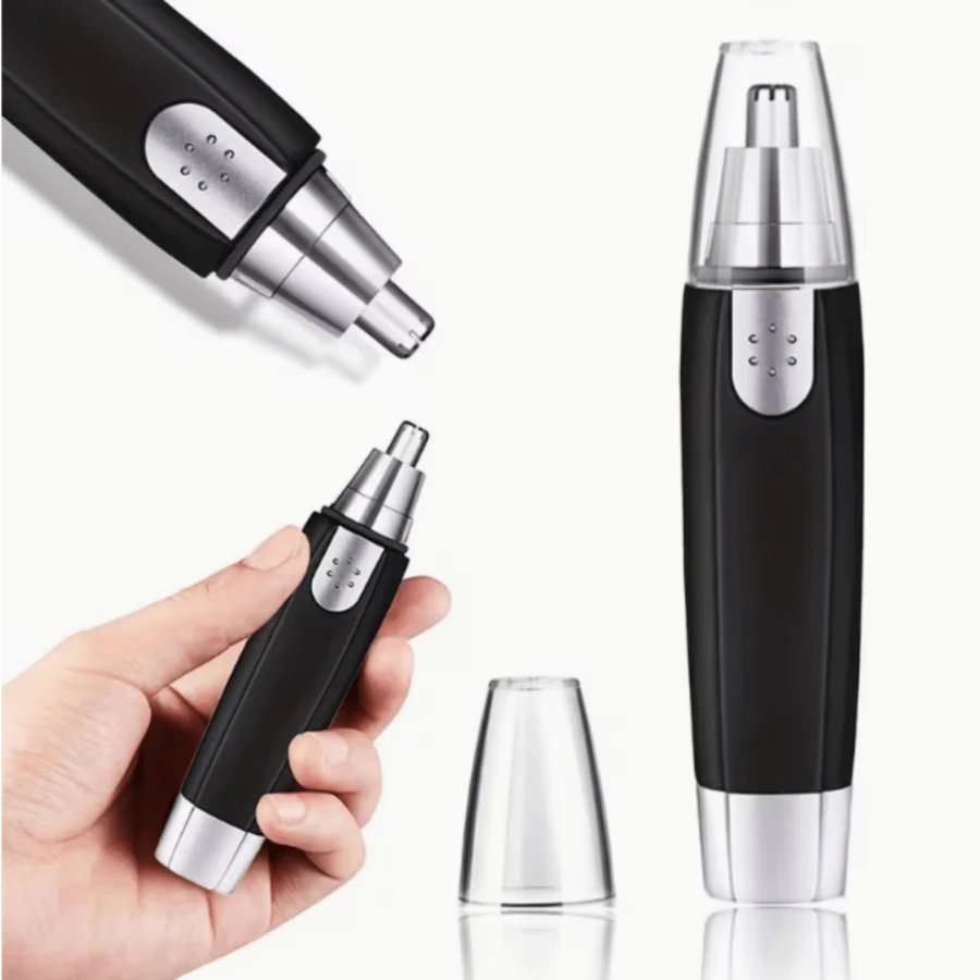 2-In-1 Electric Men's And Women's Ear And Nose Hair Trimmer | Manual Hair Clipper With Replaceable Blade, Ergonomic Design, Battery Powered (Excluding Battery) - màu đen - Xem 1