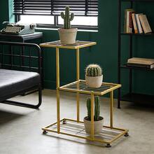 Soporte para macetas de 6 capas, estante de almacenamiento para plantas, ideal para decoración del hogar y el jardín, organizador creativo con un diseño muy bonito para interiores y exteriores. - Tres capas de oro - Ver 9