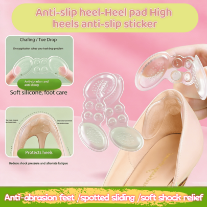 Almohadillas de tacón de silicona para prevenir resbalones y rozaduras, para tacones altos de mujer, plantillas de media talla, herramientas para reposicionar el tacón del zapato
