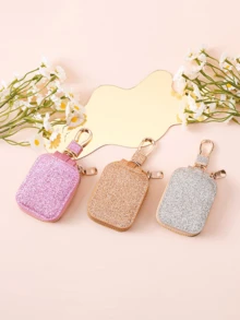 Zipper PU Leather Glitter Earphone Protective Case, Multifunctional Waist Hanging Coin Purse Keychain Pouch For Bluetooth Earphones - Multicolor - View 9