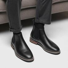 Men's Chelsea Boots Commuter Business Rubber Wood Sole Casual Retro Style Ankle Boots - Black - View 1