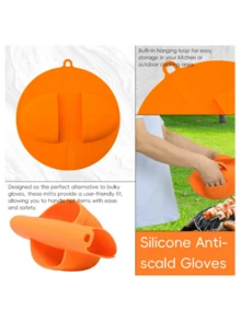 1pc Outdoor Barbecue Heat Resistant Protective Gloves | Kitchen & Camping Anti-Scald Gloves - Multicolor - View 4