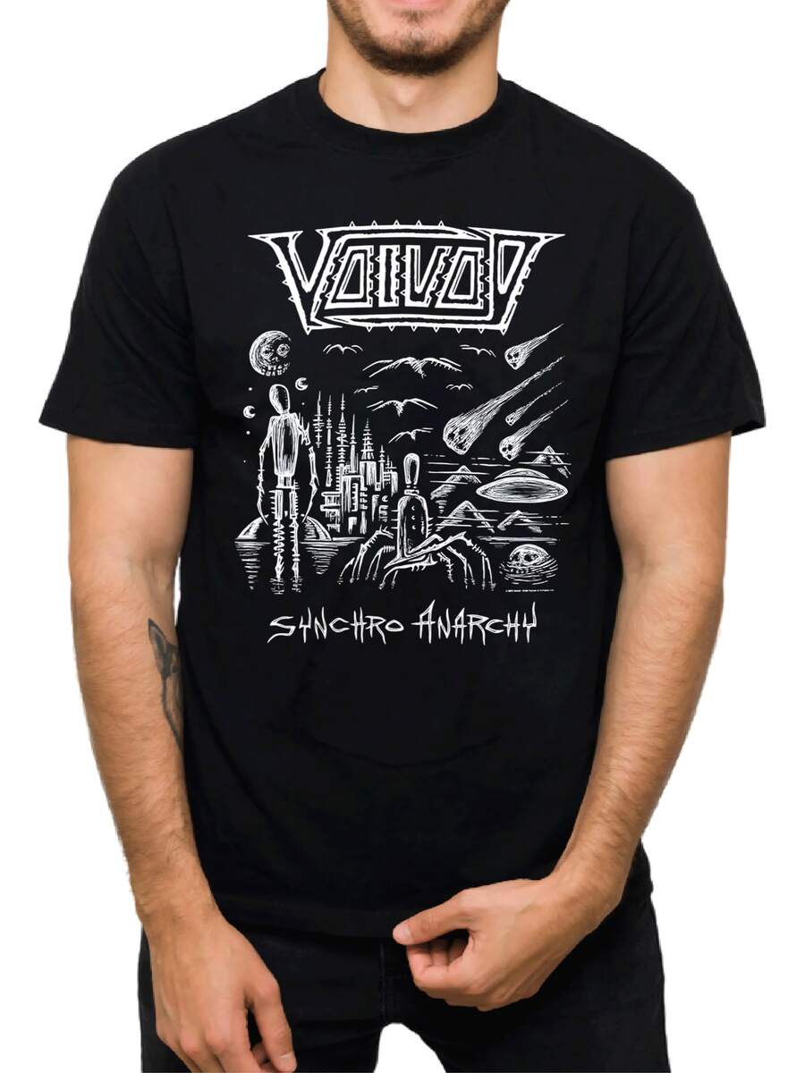 Camiseta masculina de algodón 100% con estampado gráfico artístico en color negro, diseño moderno urbano de alta calidad y estilo casual confortável para uso diario - Negro - Ver 1