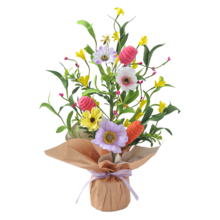 1件/复活节桌面及餐桌摆件，双场景牛皮纸盆栽展示架，浅紫色丝带系结，紫色、黄色和白色人造花，粉色毛毡，复活节彩蛋，橙色胡萝卜，绿叶，营造节日氛围，装饰展示桌 - 扭扭蛋花復活樹 - 查看 3