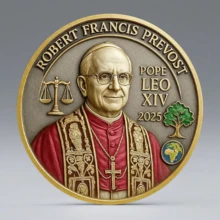 1/3Pcs Pope Leo XIV Golden Plated Souvenir Coin Collection Commemorative Coin Gifts - Gold - View 3