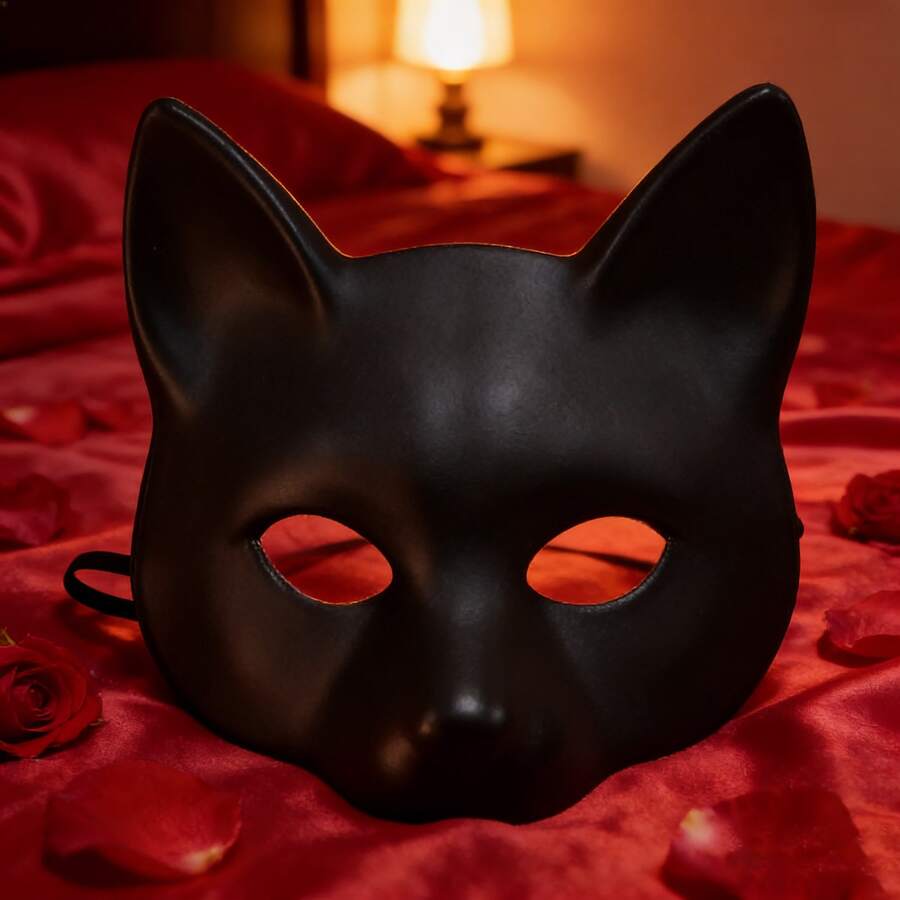 1pc Women's Carnival Party 3D Soft PU Leather Cat Cosplay Costume Mask