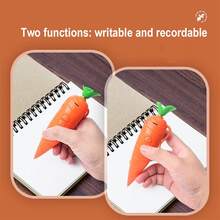 2pcs Carrot Shaped Voice Recorder Pen, Student Exclusive Writing Tool. This Is A Carrot-Shaped Ballpoint Pen That Can Be Used For Writing And Recording, Making It An Educational Item. The Judy Animal Stationery Carrot-Shaped Voice Recorder Pen Is Small And Cute, Press To Write, And Is An Ideal Recording Tool For Students. - Multicolor - View 4