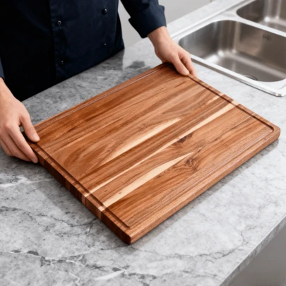 升级版大号砧板，采用优质木材制成，经久耐用，适用于肉类、奶酪、面包、蔬菜和水果，是理想的厨房用具，也是馈赠亲朋好友、宿舍生活和斋月期间的完美礼物，更是厨房必备佳品，尤其适合开斋节使用。