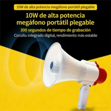 Megáfono Portátil Recargable USB - Plegable, Grabación, Alto Volumen Potente para Mercado Callejero y Publicidad - Blanco - Ver 4