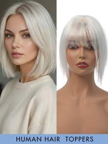 Invisible Clip-In Hair Extensions For Women - Real Human Hair Toppers, Straight Gray To White Gradient, A01 & A02 Styles, Perfect For Thinning Hair, Natural Look Toupee, Hair Thickness Solution | Natural Appearance | Secure Clip Attachments Seamless Natural Human Hair Topper For Women - Easy-To-Wear Invisible Toupee With 2 Clips, Straight Blonde Hair Piece To Elevate Style & Volume, Suitable For All Ethnicities - Multicolor - View 17