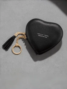 1pc Personalized Keychain Coin Purse, Cute Heart-Shaped Coin Pouch, Women/Girls Wallet Card Holder, Gift For Birthday, Anniversary, Girlfriend, Halloween, Christmas, Thanksgiving - Multicolor - View 12