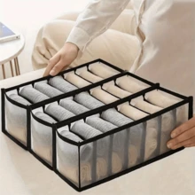 1pc 7/11 Drawer Style Underwear Storage Box, Foldable Sock Organizer Box With 7/11 Drawer Dividers, Suitable For Home, Dorm And Bedroom Storage, Bedroom Decor - Multicolor - View 2