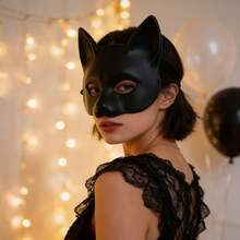 1pc Women's Carnival Party 3D Soft PU Leather Cat Cosplay Costume Mask