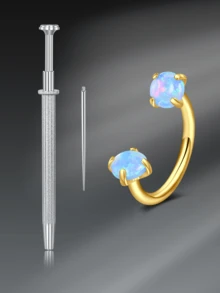 CIZME 3 pièces Anneaux de nez en acier inoxydable, anneaux de nez filetés intérieurs 16G, unisexe, double cristal en forme de fer à cheval pour le nez, le septum, la lèvre, les sourcils, le cartilage de l'oreille - Pince à boule effilée de 8 mm pour le remplacement de bijoux - Multicolore - Voir 31