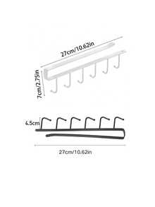 1pc 6-Hook/12-Hook Mug Rack, Coffee Cup Holder, Kitchen Tool Organizer, Suitable For Kitchen Bar, Coffee Bar, Wardrobe And Under Cabinet