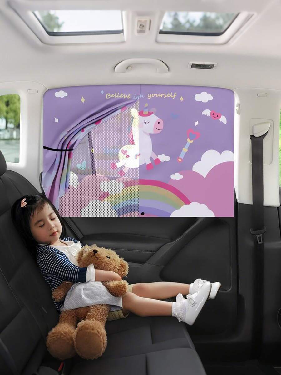 1 pieza Cortina para ventana de coche de malla transparente de doble capa, que aísla el calor y bloquea la luz - Multicolor - Ver 1