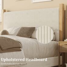 Queen Bed Frame With Headboard, Upholstered Bed Frame With Wooden Headboard And Footboard Support, No Box Spring Needed, Easy Assembly, Full/ Queen/ King, Beige/ White/ Black - Màu be - Xem 2
