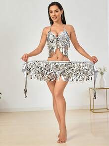 舞台及社交舞蹈配饰套装，亮片流苏装饰，演出必备的华丽装饰品 - 彩色 - 查看 15