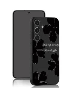 1 chiếc ốp lưng điện thoại bằng TPU mềm in hình hoa và khẩu hiệu truyền cảm hứng, chống trầy xước và chống sốc, tương thích với Honor, Redmi, Galaxy, Pixel. - màu đen - Xem 2