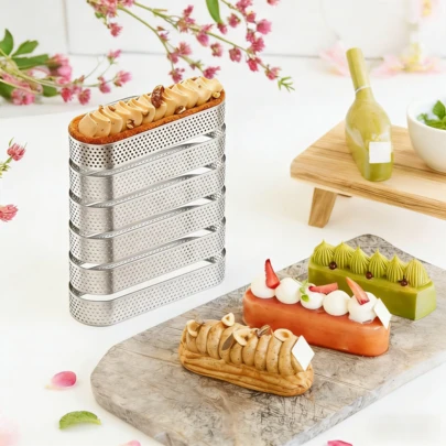 6pcs Oval Tart Rings, Stainless Steel Perforated Baking Molds For French Desserts, Mousse, Fruit Pies & Tarts, DIY Baking Tools For Valentine's Day, Engagements, Weddings & Anniversaries, Kitchen Gadgets & Accessories