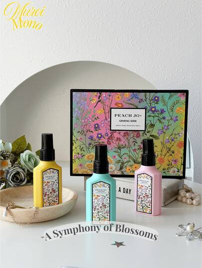 PEACH JO+ 3 件梦幻花香喷雾套装，限量版香薰空气清新剂，适用于室内/室外，多层提神喷雾，持久自然清新迷人，释放优雅的茉莉花、栀子花和薰衣草香味，是约会、派对、聚会、旅行、度假、居家、酒店、办公室的理想礼物