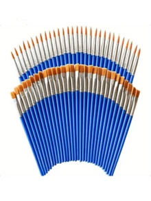 100支/50支/30支/10支装蓝色塑料柄画笔，美术用品，适用于美术绘画、勾线。 - 塑膠藍桿 - 查看 1