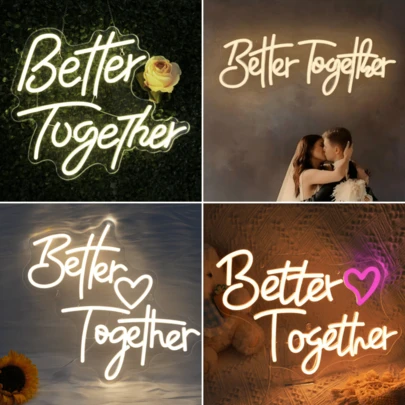 Adjustable USB Powered "Better Together" Neon Sign Wall Decor, Suitable For Wedding, Home, Party, Anniversary, Gift