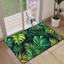 1 pieza Alfombra con estampado de hojas, tapete de lana sintética - Altamente absorbente, fácil de limpiar, adecuado para decoración del hogar, estilo rústico, entrada, interior, habitación, cocina, comedor, oficina pequeña/oficina en casa, fregadero, lavandería, felpudo, tapete de cocina, tapete antideslizante - Multicolor - Ver 5