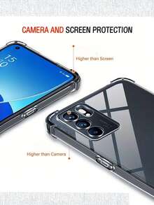 Funda de teléfono transparente diseñada para OPPO Reno 6 5G/Reno 6 Pro 5G - Resistente a impactos, protección contra caídas, lente de cámara y parachoques flexible de TPU con esquinas reforzadas - transparente - Ver 3