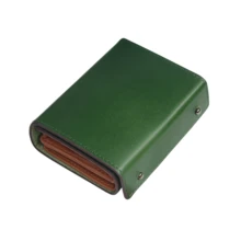 財布 メンズ 2つ折り 栃木レザー 本革 ミニ財布 日本製 二つ折り財布 大容量 箱型の小銭入れ 小さい財布 コンパクト 箱状 左利き 右利き 父の日 誕生日 - グリーン - チェックする 12