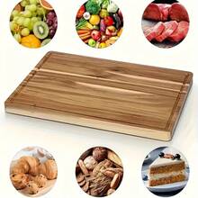 Upgraded Large Cutting Board, Made Of High-Quality Wooden Material, , Durable Wooden Block, Suitable For Meat, Cheese, Bread, Vegetables And Fruits, Ideal Kitchen Tool, Perfect Gift For Family And Friends, Dorm Life And Ramadan, Kitchen Accessory, Eid Al-Fitr - Brown - View 11
