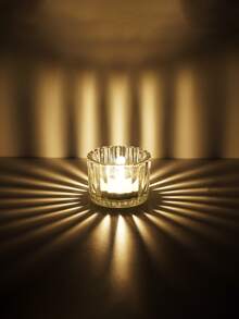 Elegant And Modern Glass Candlestick - Vertical Pattern Tabletop Decoration, Suitable For Home, Wedding, Party, Restaurant Tea Lamp Candlestick, No Electricity Required, Easy To Clean - Suitable For Living Room, Bedroom, Hotel, Bar Decoration, High-Grade Polished Treatment, Durable - Multicolor - View 6