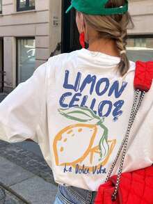 Men's Vintage Lemon Liquor Themed Graphic Print Casual Round Neck Short Sleeve T-Shirt, Summer - White - View 4