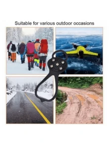 1双户外徒步5/8齿冰爪防滑鞋套，适用于雪地靴，轻便防滑，男女通用，耐用钢钉，适合老年人、徒步旅行者和冰上行走，防止滑倒 - 黑色 - 查看 7