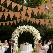 1/3 包 DIY 牛皮纸三角旗，自制彩色旗帜，36 面 6.8 x 5.1 英寸三角形旗帜，圣诞节教室装饰，生日派对，空白横幅带挂绳，可用于 DIY 绘画和书写 - 卡其色 - 查看 7