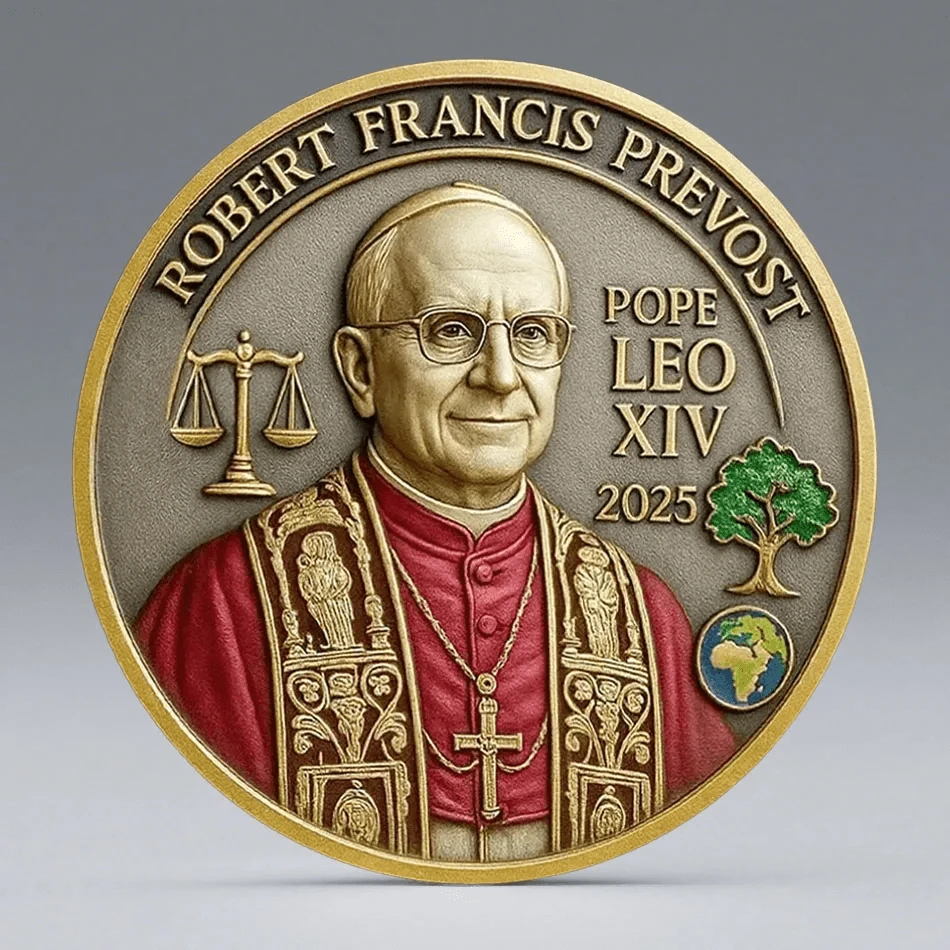 1/3Pcs Pope Leo XIV Golden Plated Souvenir Coin Collection Commemorative Coin Gifts - Gold - View 1