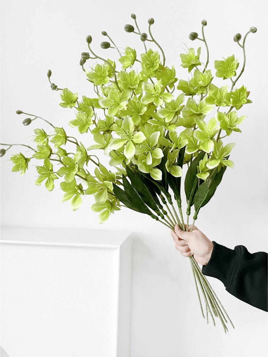 1/3/5 bông lan giả bằng lụa, cao 70cm, thích hợp để tự làm tường hoa, trang trí cảnh quan, cắm hoa trong bình phòng khách, phòng ngủ, trang trí đám cưới, tiệc tùng, trang trí bàn. Thích hợp cho mùa thu/đông, có thể dùng để trang trí phòng, nhà cửa, nhà bếp, đám cưới, bàn ăn, làm vật trang trí trung tâm, văn phòng, sân vườn, ngoài trời. - màu xanh lá - Xem 1