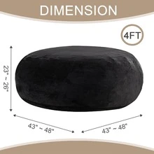 4-Foot Adult Giant Beanbag Chair, Memory Foam Chair, Extra Soft Plush Beanbag Chair, King Size Beanbag Chair, Muebles Sala, Relaxing Reading Chair, Suitable For Bedrooms And College Dormitories - Black - View 3