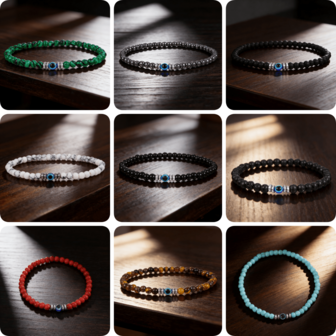 1pc Men's Beaded Bracelet With Evil Eye, Turquoise, Volcanic Stone, Tiger Eye, Elastic, High-End, Versatile, Gift For Boyfriend, Father, Friend