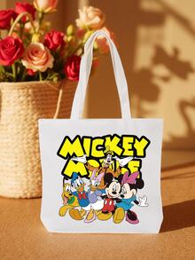 Colorful Cartoon Mickey & Minnie And Friends Tote Bag - Large Capacity, Buckle-Free Shoulder Bag, Suitable For Girls, Reinforced Edges, Ideal For Shopping, Travel And Daily Use, With Sturdy Handles Beach Bag Laptop Case - Multicolor - View 5