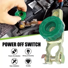 1pc Car Battery Disconnect Isolator Top Mount Knob Clamp ,Quickly Cut Power To Your Car Battery With This Battery Isolator Switch - Auto Car Accessories,Fits Standard Negative Car Battery Terminal Parts - Green - View 2