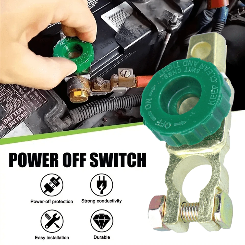 1pc Car Battery Disconnect Isolator Top Mount Knob Clamp ,Quickly Cut Power To Your Car Battery With This Battery Isolator Switch - Auto Car Accessories,Fits Standard Negative Car Battery Terminal Parts
