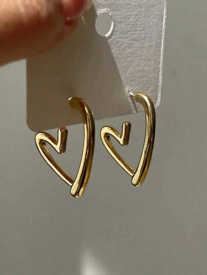 1 Pair Heart-Shaped Earrings, Elegant Jewelry Gift For Valentine's Day, Suitable For Women's Everyday Wear, Mother's Day Gift (Card Not Included)