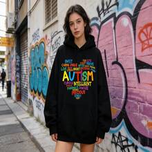 1pc Autism Awareness Heat Transfer Sticker, Colorful Words Design, DIY Iron-On Decals For Clothes, T-Shirt Making, Pillow Decorating, Clothing Supplies & Appliques - Multicolor - View 6