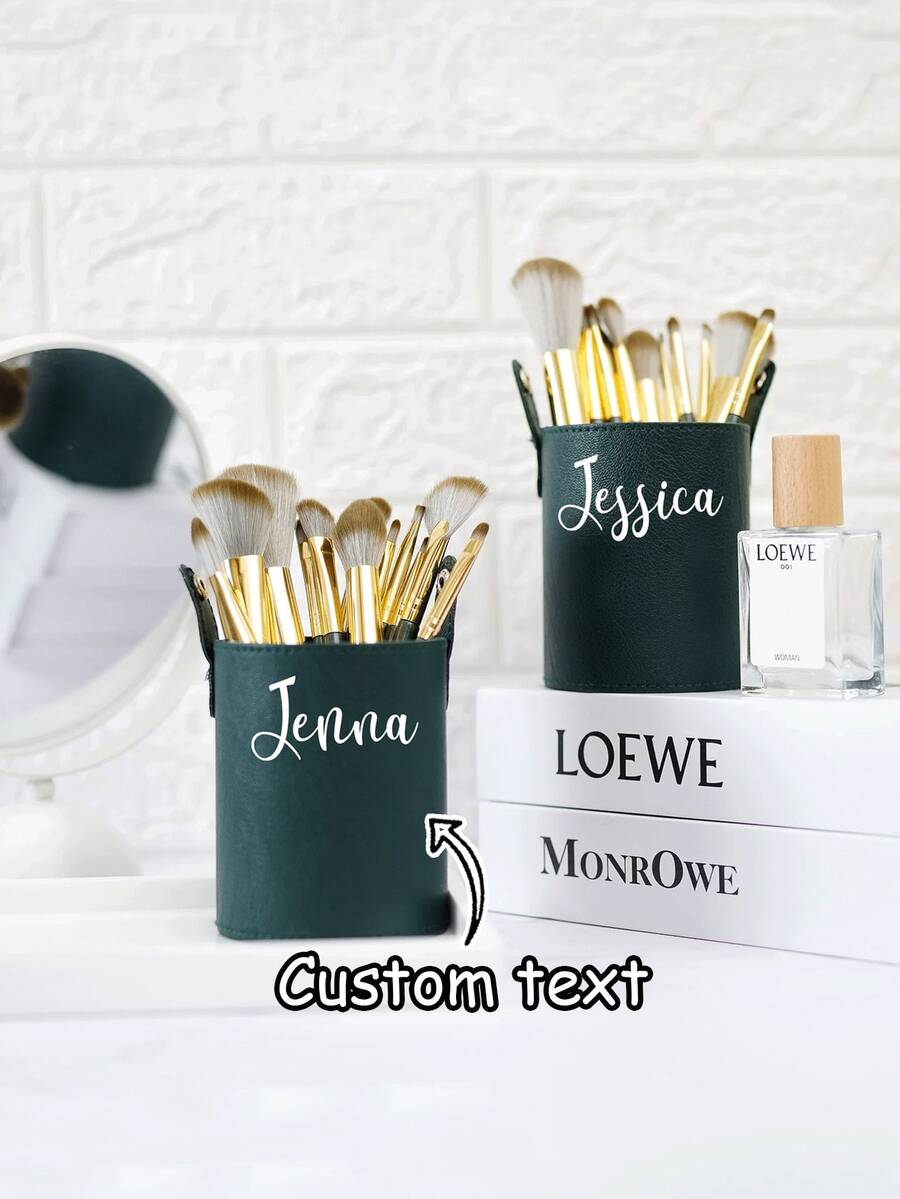 Customizable Travel Makeup Brush Set/Bridesmaid Gift Box/Thoughtful Customized Bridesmaid Gift/Perfect Makeup Gift Box For Her, An Ideal Choice To Organize And Store All Your Makeup Brushes. Made Of Faux Leather Material, It Is Both Durable And Soft. The Perfect Gift For Any Occasion! - Item 3 - View 1