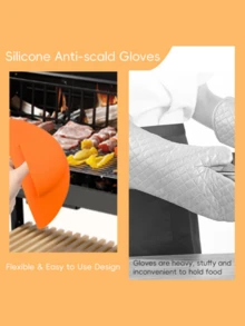 1pc Outdoor Barbecue Heat Resistant Protective Gloves | Kitchen & Camping Anti-Scald Gloves - Multicolor - View 5