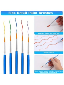 100支/50支/30支/10支装蓝色塑料柄画笔，美术用品，适用于美术绘画、勾线。 - 塑膠藍桿 - 查看 3